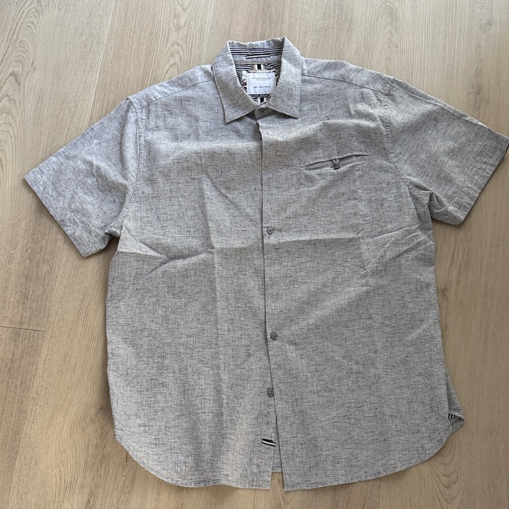 Denim & Flower Ricky Singh Men’s Gray Button Down Short Sleeve Shirt | Size L